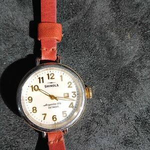 Shinola "The Birdy" 34mm Watch with Brown Leather Strap